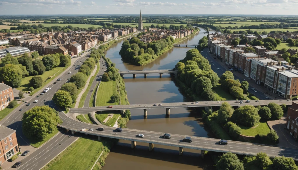 Engineers inspect sustainable bridge works amid restored riverbank and native planting
