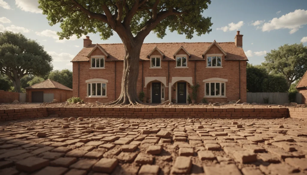 Engineer and homeowner inspect drought-affected clay beneath a British house