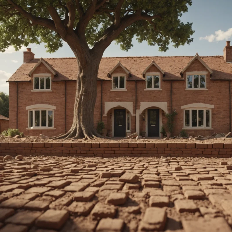 Engineer and homeowner inspect drought-affected clay beneath a British house