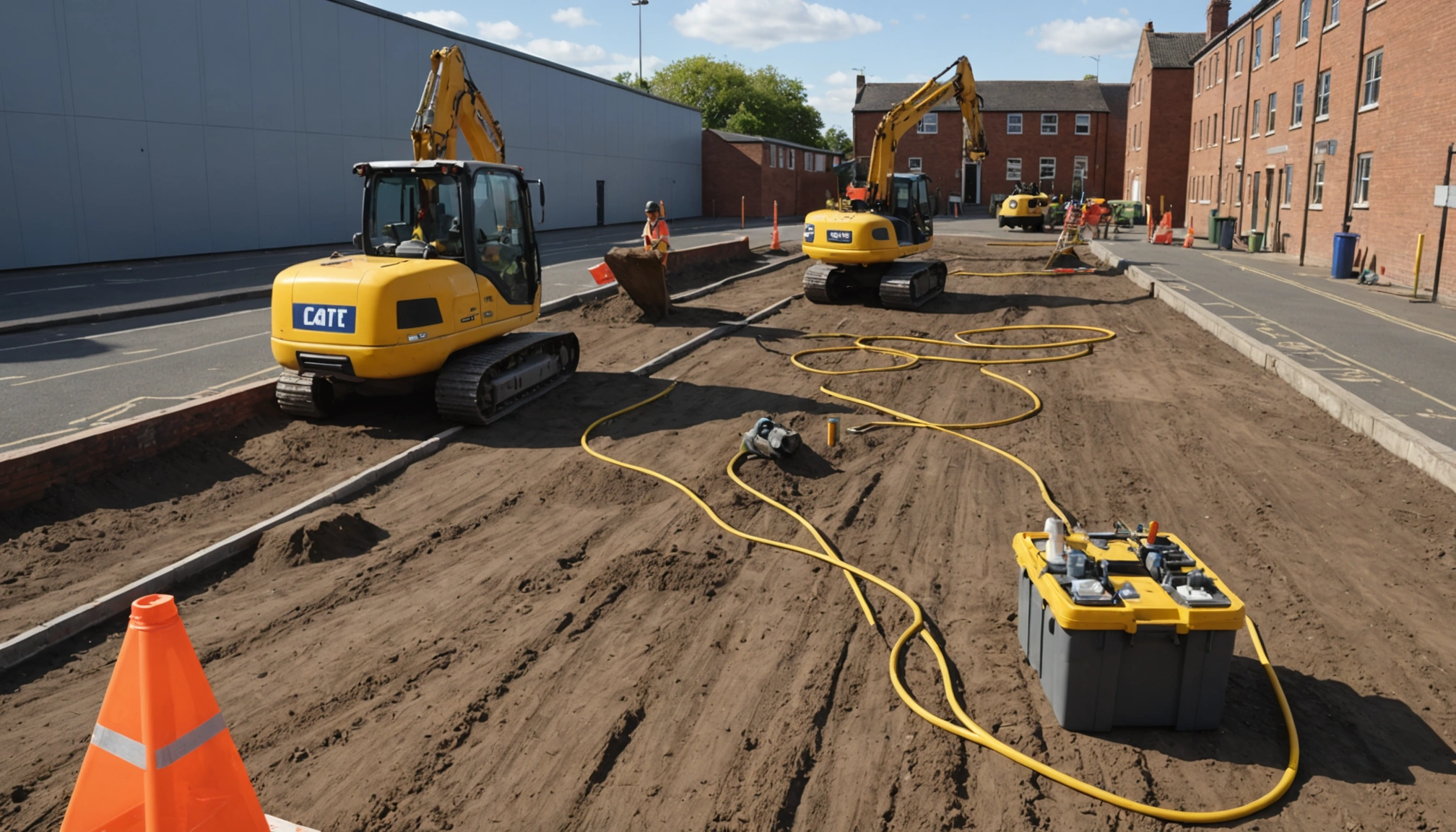 Surveyors assessing a construction site before infrastructure works begin