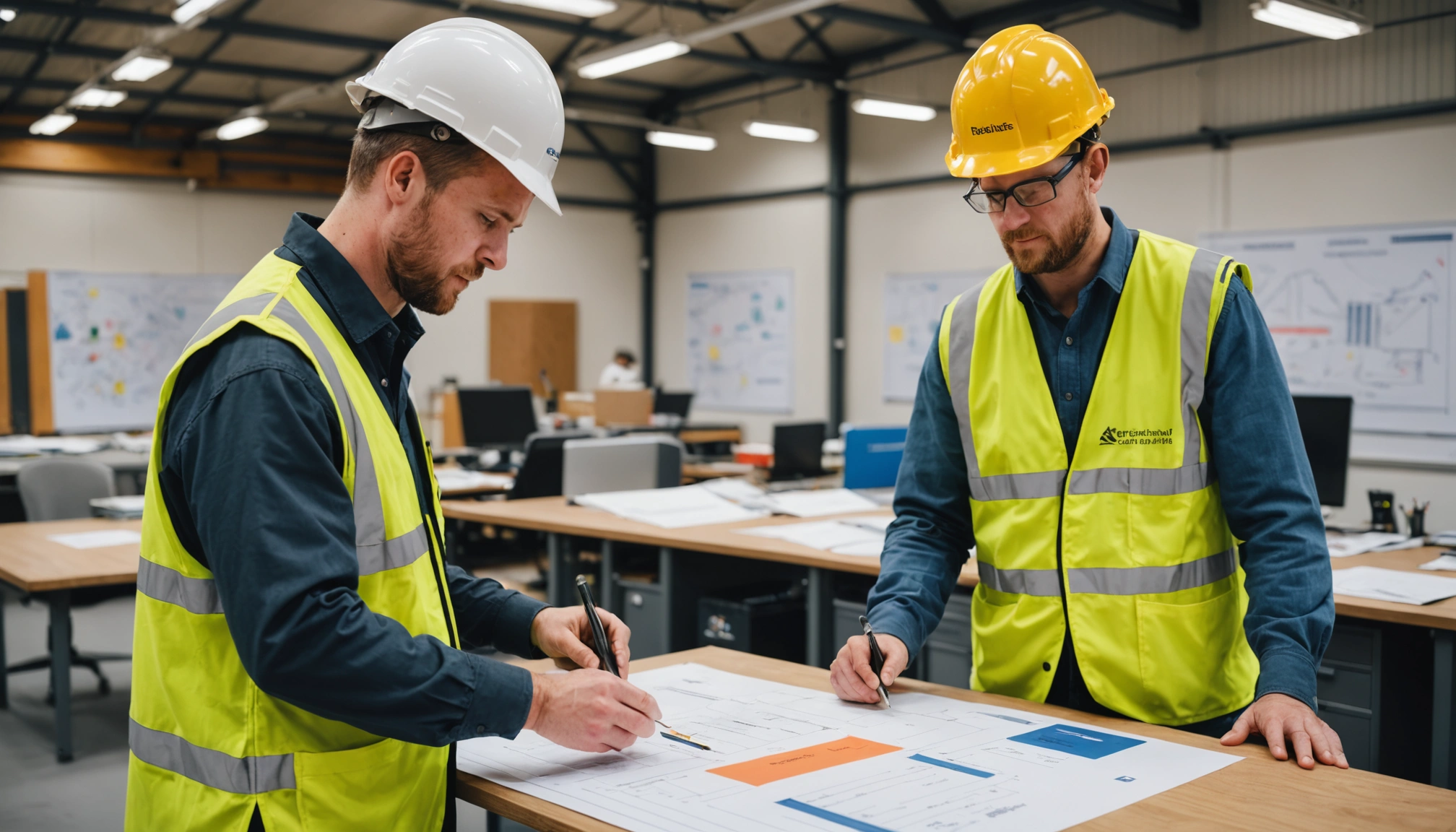 Construction workers preparing a large infrastructure site in the United Kingdom