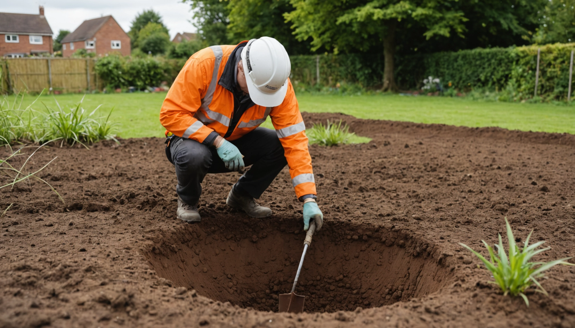 Exposed soil layers in an East Midlands construction site excavation