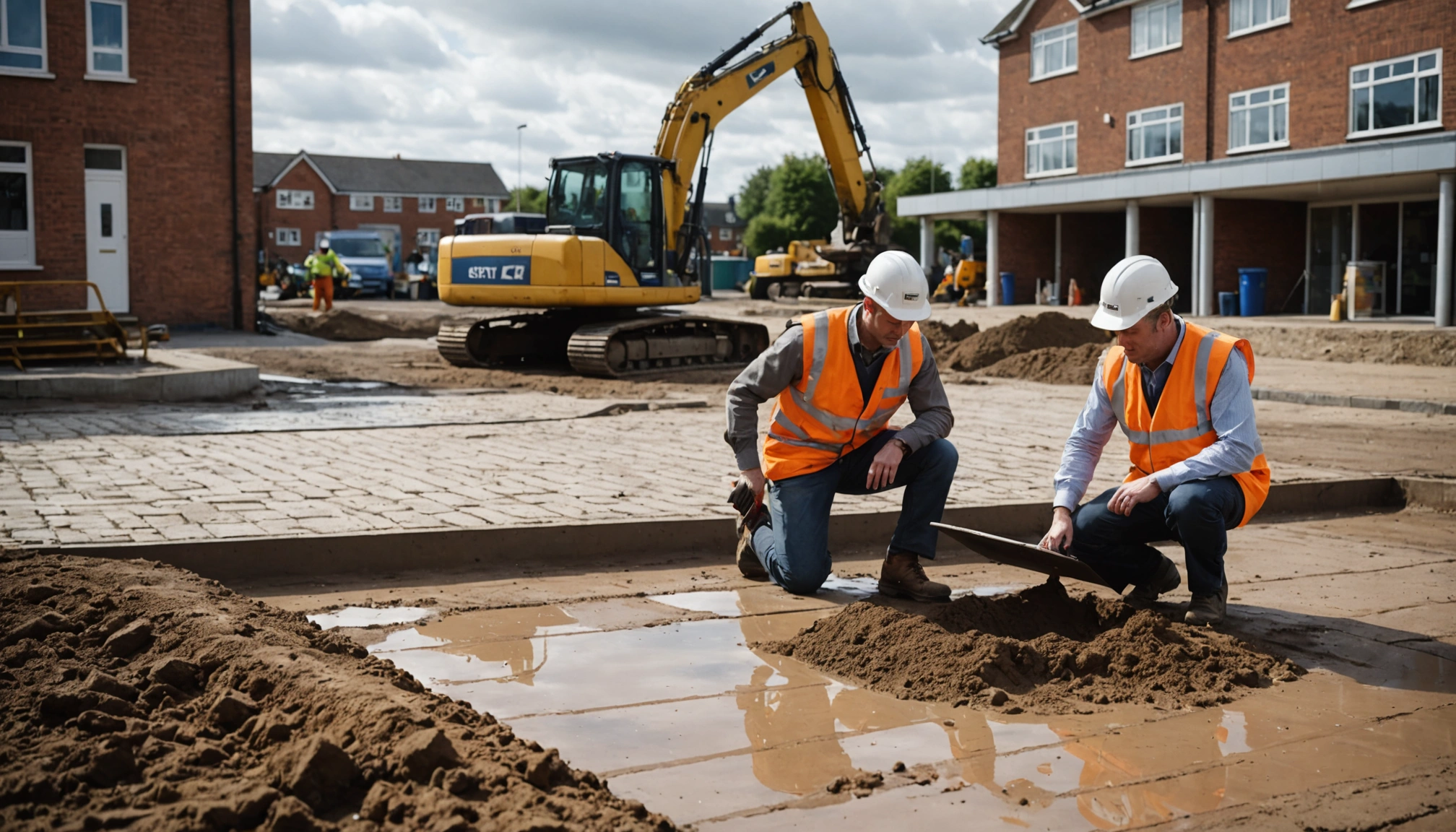 Compacted gravel base prepared for installation of paving stones
