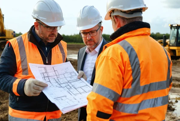Construction team assesses brownfield site conditions before mobilisation