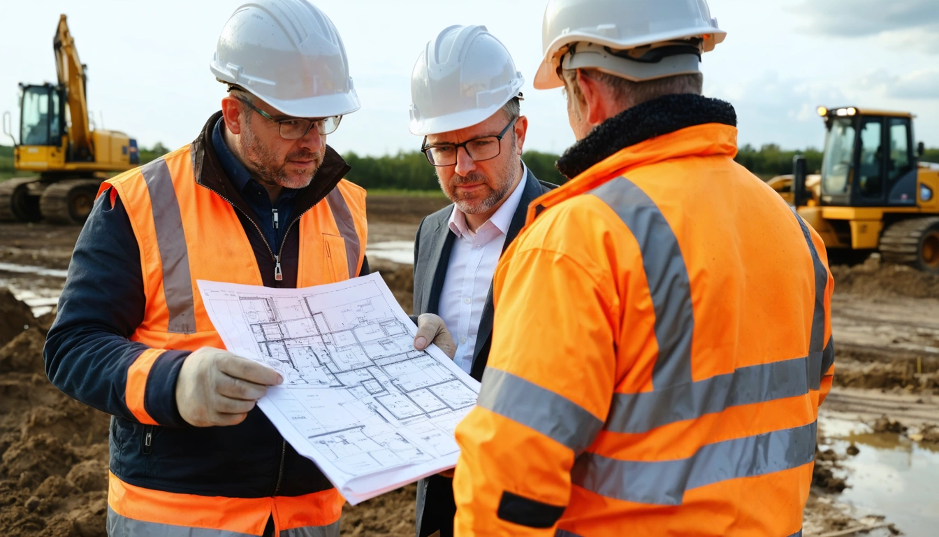 Construction team assesses brownfield site conditions before mobilisation