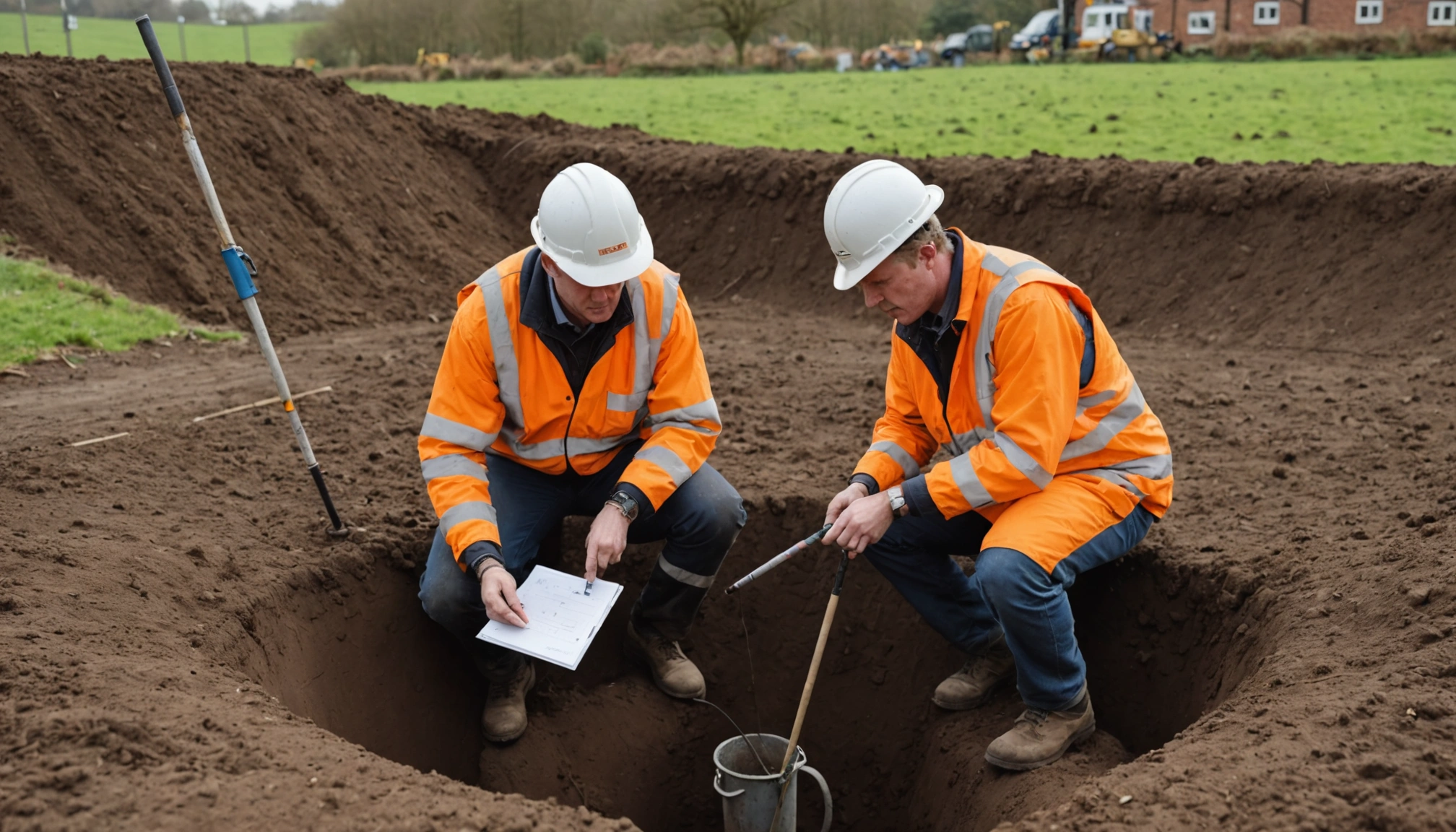 Construction team inspecting site conditions before enabling works begin