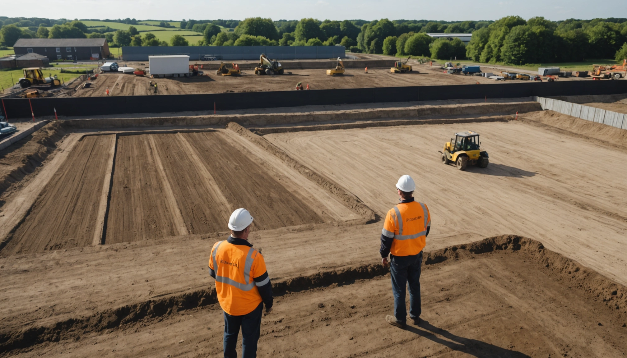 Engineering team assessing ground conditions at a British brownfield development site