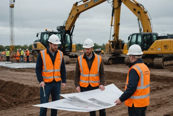 Engineering team reviews a brownfield site before excavation begins